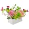 14&#x27;&#x27; Pink and Yellow Artificial Roses and Peony Floral  Arrangement in Planter